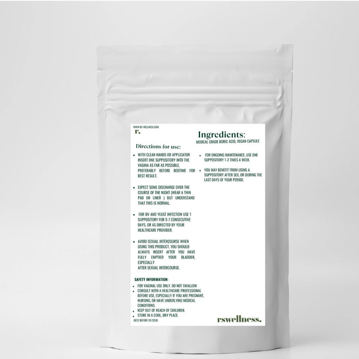 Boric Acid Vaginal Suppositories