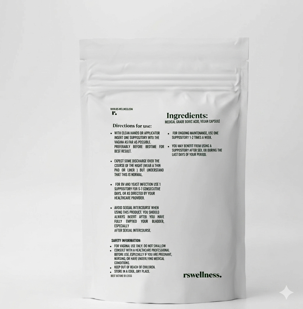 Rswellness Boric Acid Vaginal Suppositories